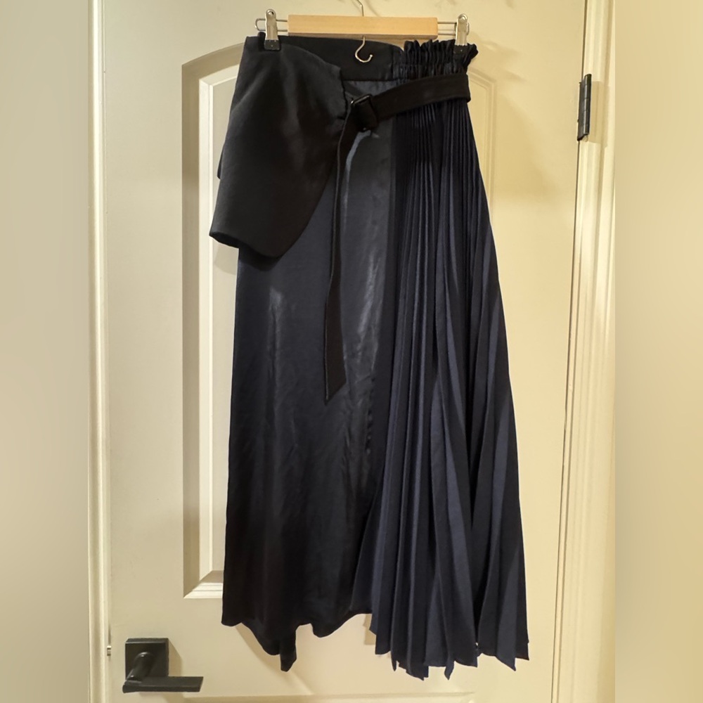 Japanese Style Contrast-fabric Pleated Skirt